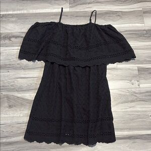 Aventura Black Eyelet Off-Shoulder Mini Dress